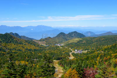 秋天,长野县,日本,滋贺县,苏格兰高地,山之内町,山之内,自然,水平画幅,高视角