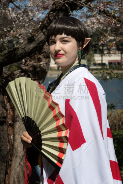 伪饰,神乐,日本人,日本漫画风格,真实的人,仅日本人,肖像,一个人,公园,女人