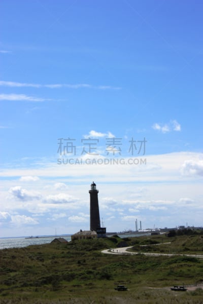 斯卡恩,灯塔楼,白色,灰色,云,丹麦,在下面,桨叉架船,skagerrak,卡特加特海