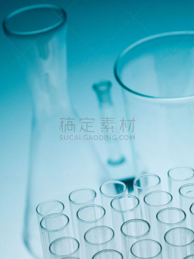 实验室,蓝色,玻璃杯,渐变背景,锥形烧瓶,垂直画幅,生物科技,微生物学,无人,玻璃