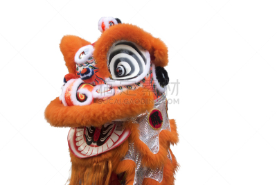 古服装,白色背景,分离着色,狮王,饰头巾,狮子舞蹈,演出服,表演艺术活动,伪饰,剧院