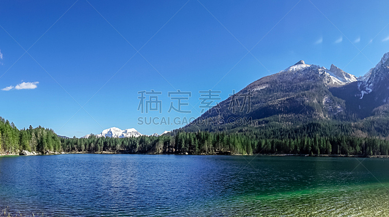 Panoramic View on Hintersee by Ramsau in Bavaria