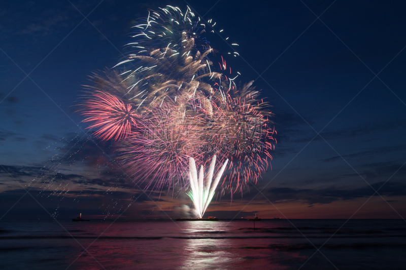 焰火,海滩,斯海弗宁恩,2012,海牙,放焰火,天空,水平画幅,美国国庆日,无人
