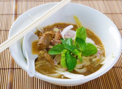 阿萨姆,叻沙,马来西亚的食物,槟榔屿州,鲭鱼,蔬菜,清新,泰国食品,香料,食品