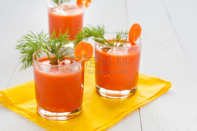 餐巾,玻璃杯,黄色,胡萝卜汁,胡萝卜,水平画幅,素食,无人,莳萝,维生素