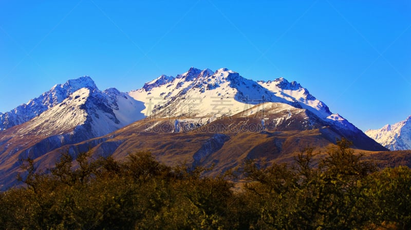 库克山,水,天空,水平画幅,雪,无人,湖,冬天,山,光