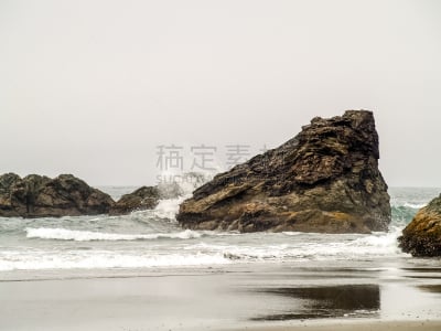 俄勒冈郡,波浪,海岸线,南,水,俄勒冈州,水平画幅,无人,太平洋海岸,夏天