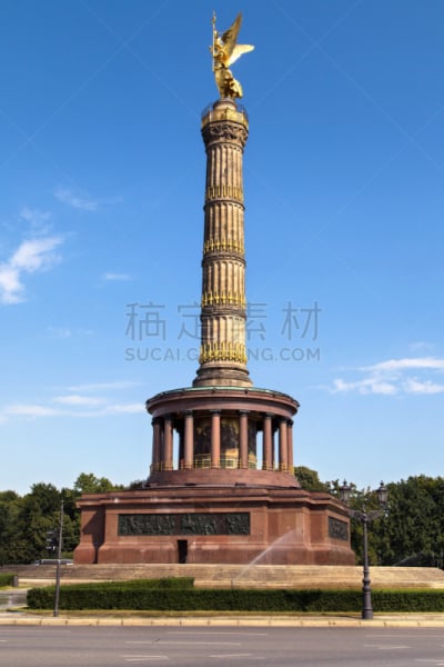 胜利纪念柱凯旋柱,柏林,哥柔瑟斯特恩街区,普鲁士,罗马女神,蒂尔加藤公园,环形路,女神,垂直画幅,纪念碑