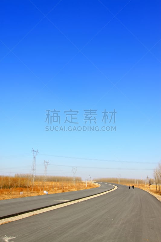 公路,中国,北,地平面,关闭的,金属丝,垂直画幅,天空,新的,地形