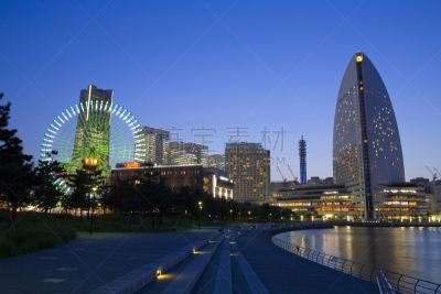 横滨高速铁路,建筑体,横滨,摩天轮,水平画幅,地形,夜晚,无人,日本,东亚