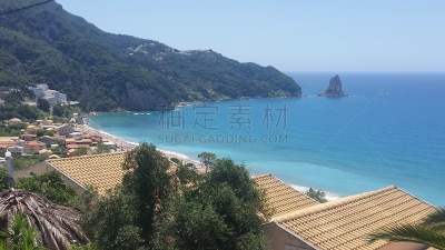 地形,科孚,鼠岛贸斯岛,海港,卫拉车尔娜.修道院,希腊,船,著名景点,自然美,海岸线