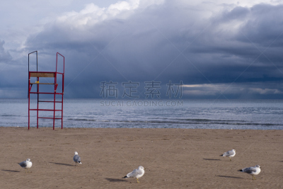 海滩,云,在下面,水,天空,沙子,夏天,湖,北美,五大湖