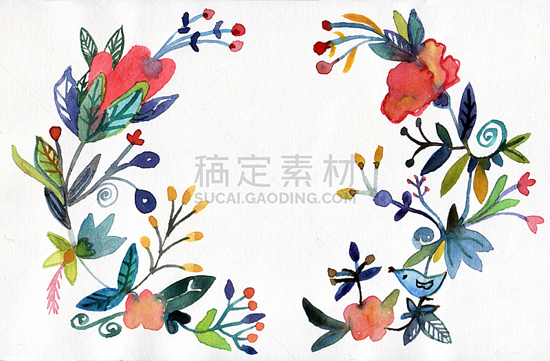 仅一朵花,边框,水彩背景,花纹,水彩颜料,水彩画颜料,花环,贺卡,纺织品