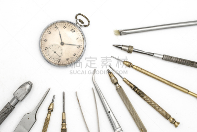 钟表匠,白色,设备用品,分离着色,水平画幅,古老的,古典式,偏远的,时间,金属