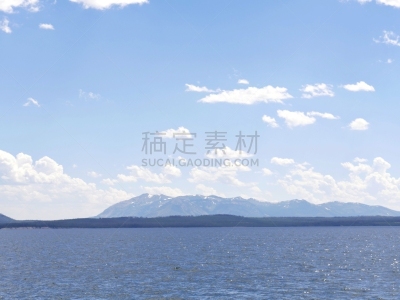 黄石湖,怀俄明,海岸线,秃树,夏天,户外,天空,晴朗,自然,风景