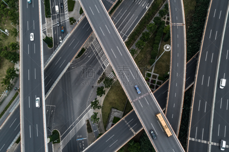 公路,高架道路,航拍视角,卡车,汽车,交通,现代,无人机,商业金融和工业,户外