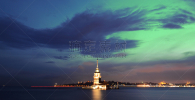 少女塔,土耳其人,旅行者,户外,夜晚,远古的,古老的,著名景点,国际著名景点,城市生活