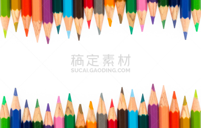 彩色铅笔,留白,白色背景,成一排,在之间,校友团聚,成人教育,多样,中间部分,蜡笔