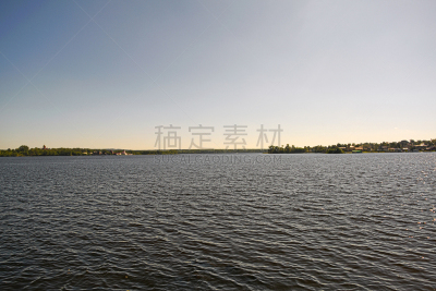 夏天,城市,太阳,池塘,河堤,白昼,水,天空,美,水平画幅