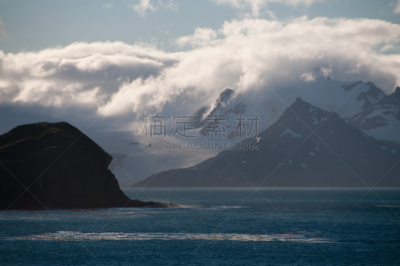 南乔治亚岛,海岸线,云景,黄昏,图像,雪,海洋,宁静,无人,原野