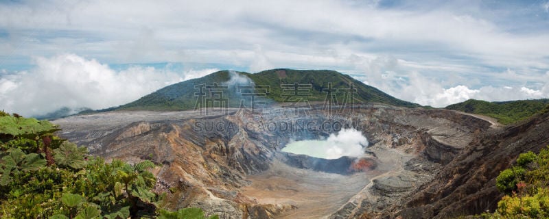 波阿斯火山,哥斯达黎加,风景,活火山,平衡折角灯,水,水平画幅,火山地形,旅行者