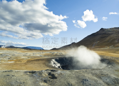 mud pot,泡泡,波佐利,喷硫火山口,硫磺泉,温泉池,冰岛北部,熔锅,天空,褐色