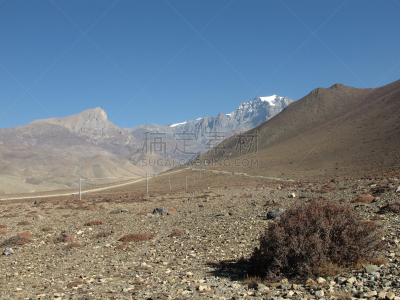 姆斯堂自治区,天空,水平画幅,沙子,雪,无人,喜马拉雅山脉,户外,干的,石头