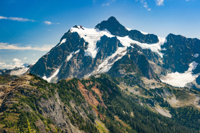 舒克森山,锐角,国家森林公园,卡斯基德山脉,国家公园,水平画幅,雪,无人,夏天,户外