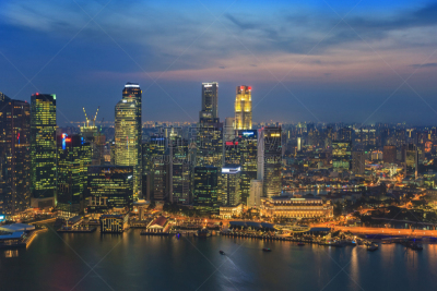 城市天际线,新加坡市,滨海湾 ,都市风景,水平画幅,新加坡,建筑,夜晚,无人,建筑外部