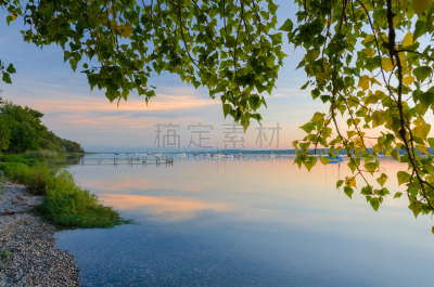 湖,宁静,水,天空,禅宗,水平画幅,夜晚,户外,上巴伐利亚,布置