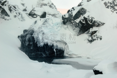 拉普兰,瀑布,俄罗斯,科拉半岛,雪山坡,前苏联,半岛,水,水平画幅,雪