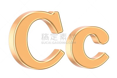 三维图形,英文字母c,黄金,白色背景,分离着色,英格兰,字母,水平画幅,绘画插图,巨大的