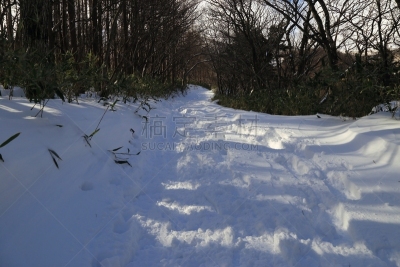 雪,日本,福岛县,山,小路,十二月,自然,天空,登山杖,非都市风光