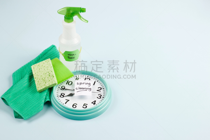 绿色,喷雾瓶,海绵,留白,新的,清洗剂,水平画幅,无人,家庭生活,时间
