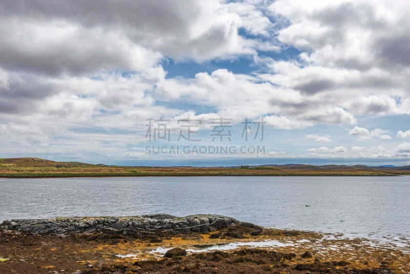 旷野,苏格兰,路易斯,春天,风景,水,天空,停泊的,摩尔人风格,水平画幅