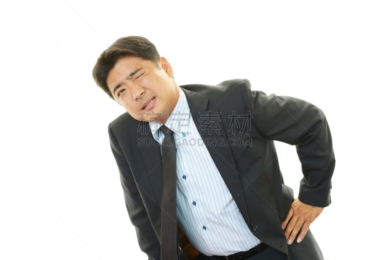 男商人,背痛,办公室,留白,悲痛,半身像,水平画幅,情绪压力,制服,套装