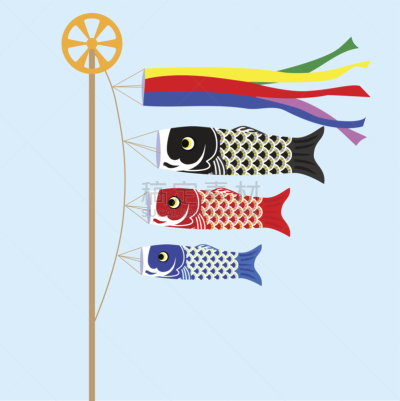 鲤鱼旗,天空,鲤鱼,传统庆典,无人,蓝色,绘画插图,风向袋,节日,2015年
