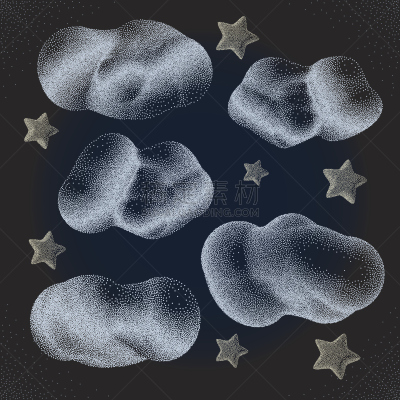 云,夜晚,星星,天空,点画效果,午夜,过时的,纹理效果,热,暗色