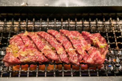 格子烤肉,牛肉,韩国烤肉,烧肉,腰肉,水平画幅,生食,商业厨房,肉,部分