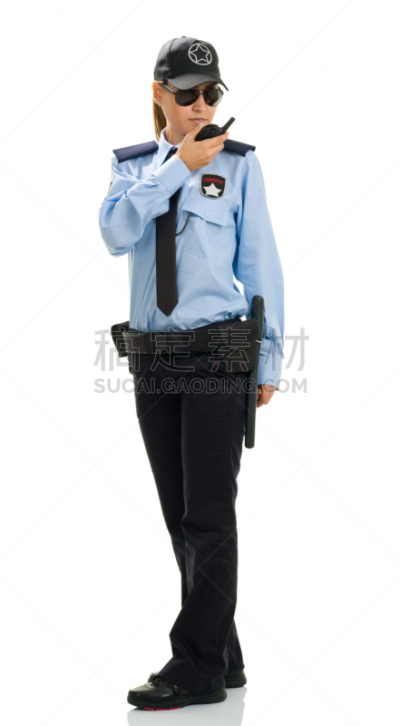 警卫人员,女人,警服,警棍,安全人员,无线电话机,贴身保镖,安全,垂直画幅,正面视角
