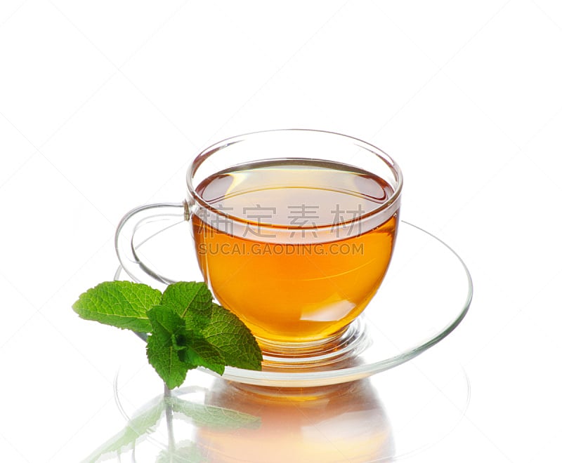 茶,杯,液体,热,水平画幅,无人,白色背景,叶子,饮料,一个物体