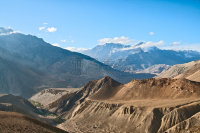 姆斯堂自治区,顶部,地形,慕克堤那峰,安纳普纳生态保护区,腰部以下,天空,水平画幅,山,喜马拉雅山脉