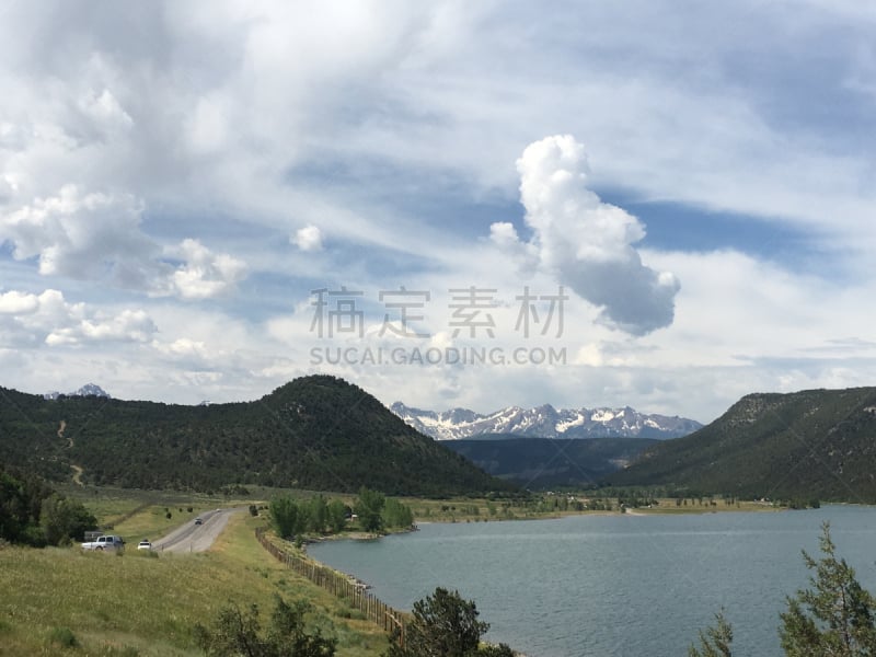 白面山,普拉希德湖城,天空,美,水平画幅,无人,夏天,户外,湖,云景