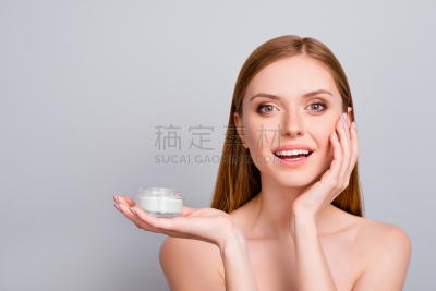 完美,奶油,女孩,个人护理,拿着,特写,蜜蜡脱毛,可爱的,改进