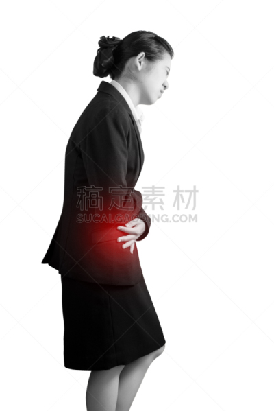 白色背景,胃疼,剪贴路径,女人,分离着色,泰国,护肘,仅女人,仅一个女人,半身像