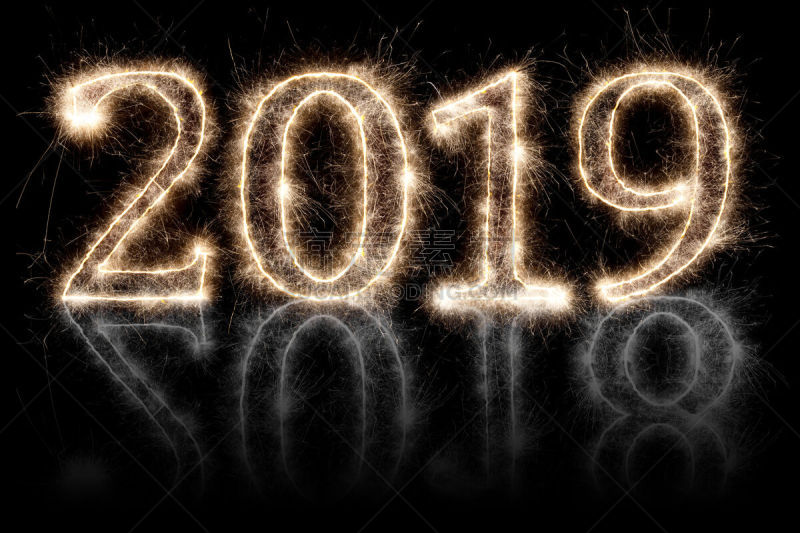 2018,2019,焰火,闪烁发光,明亮,新年前夕,数字,贺卡,背景分离,大写字母