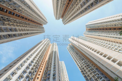 天空,低视角,建筑外部,旺角,九龙半岛,水平画幅,金融,夜晚,无人,块状