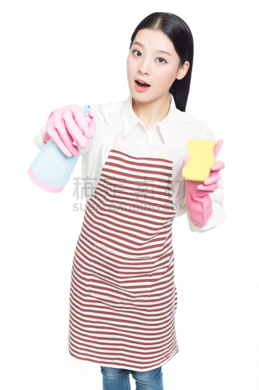 白色,青年女人,垂直画幅,家庭生活,仅成年人,清洁海绵,家务,青年人,仅一个青年女人,清洁手套