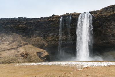 瀑布,地形,seljalandsfoss waterfall,冰岛国,水,天空,美,水平画幅,能源,雪