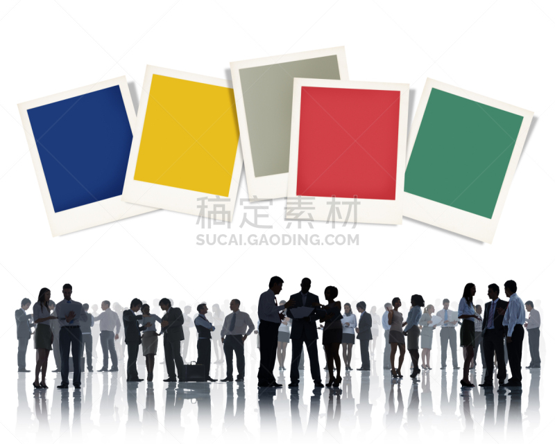 宝丽莱,一次成像照相机,传媒,概念,脑风暴,水平画幅,人群,男商人,对话气泡框
